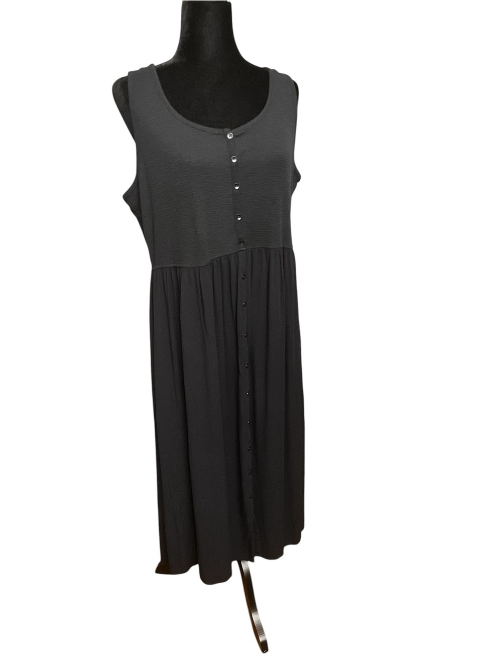 Frye Sleeveless Button-Front Black Midi Dress XL - Picture 5 of 7